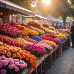 Ассортимент цветов на рынке